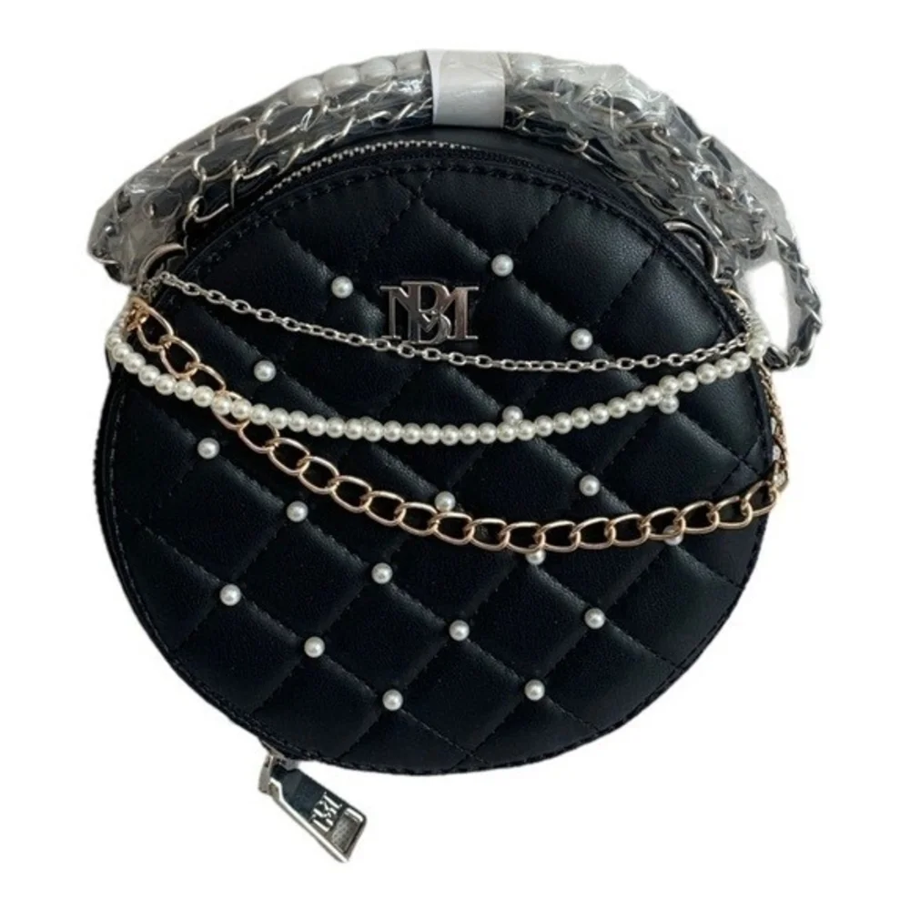 Badgley Mischka Black Quilted Crossbody Bag Chain Strap NWT Women’s Shoulder Bag